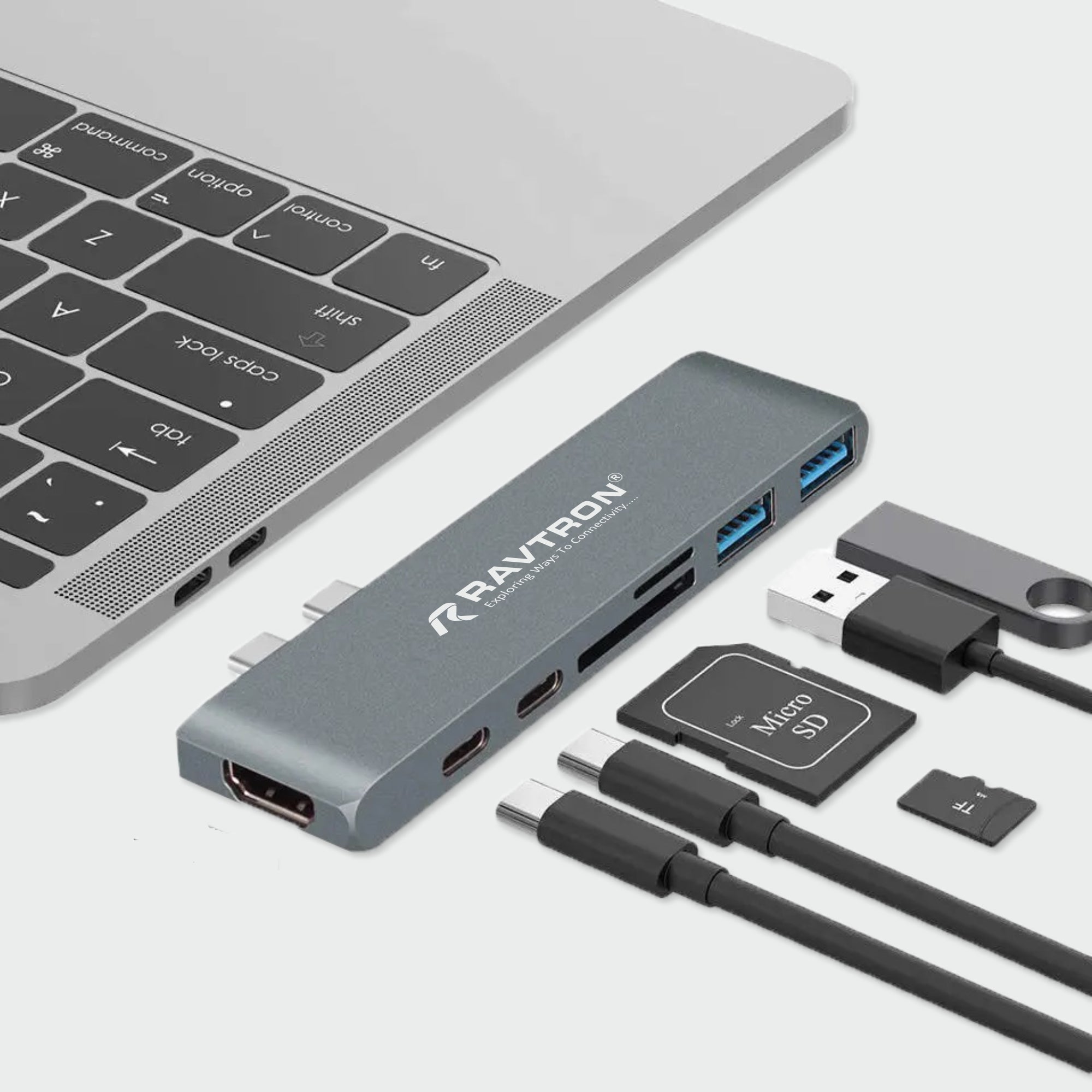 Ravtron Dual Type C Docking Station ( 7 in 1)