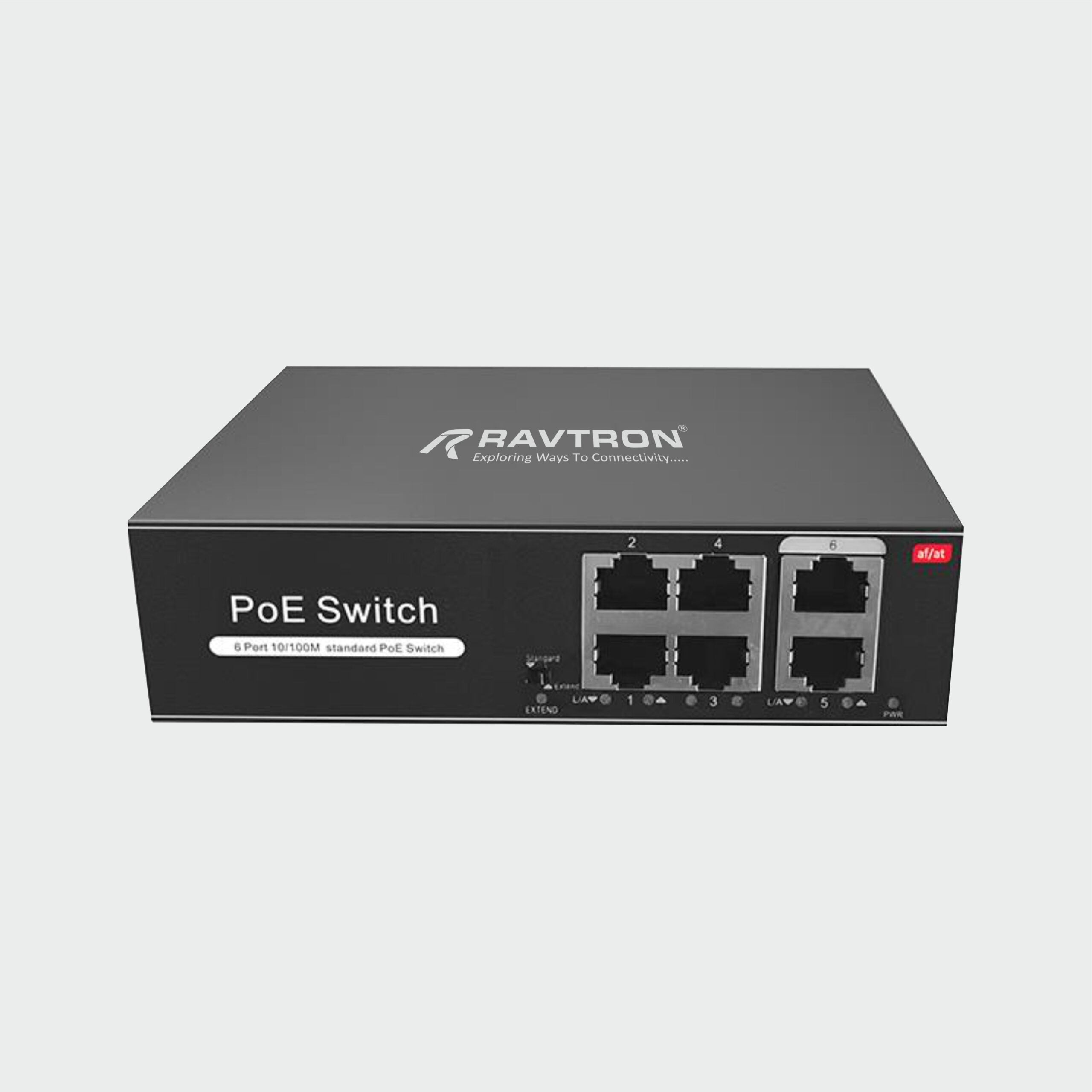 Ravtron 4-Port + 2 Uplink 10/100M PoE Switch
