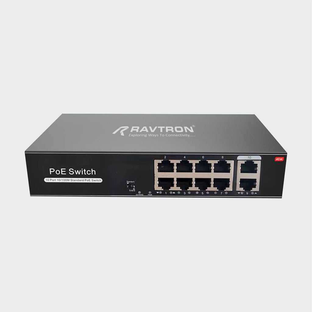 Ravtron 8-Port + 2 Uplink 10/100M PoE Switch