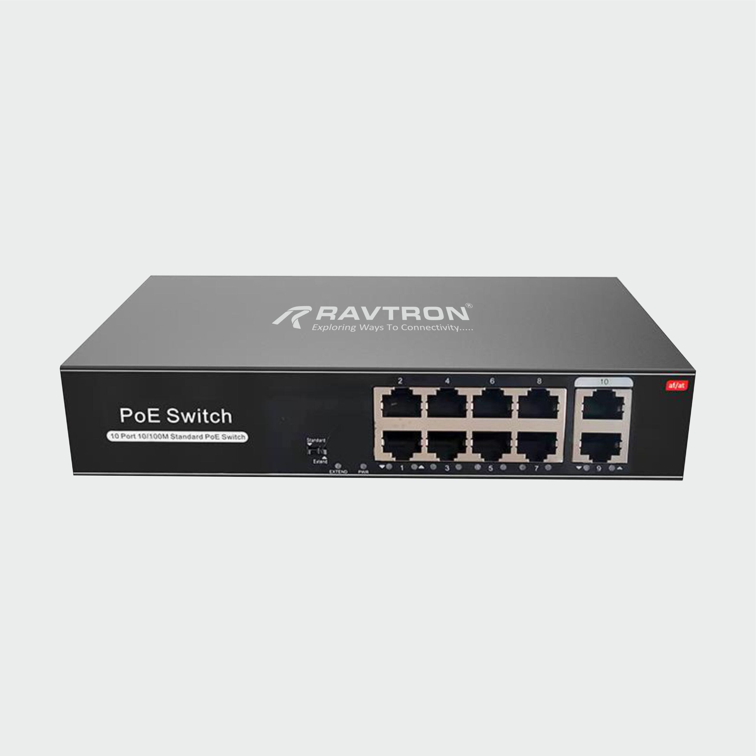 Ravtron 8-Port + 2 Uplink 10/100M PoE Switch
