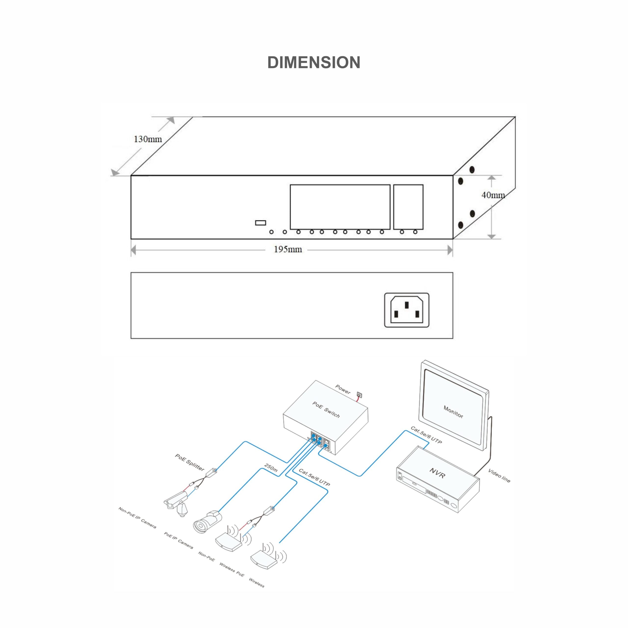 Ravtron 4-Port + 2 Uplink 10/100M PoE Switch