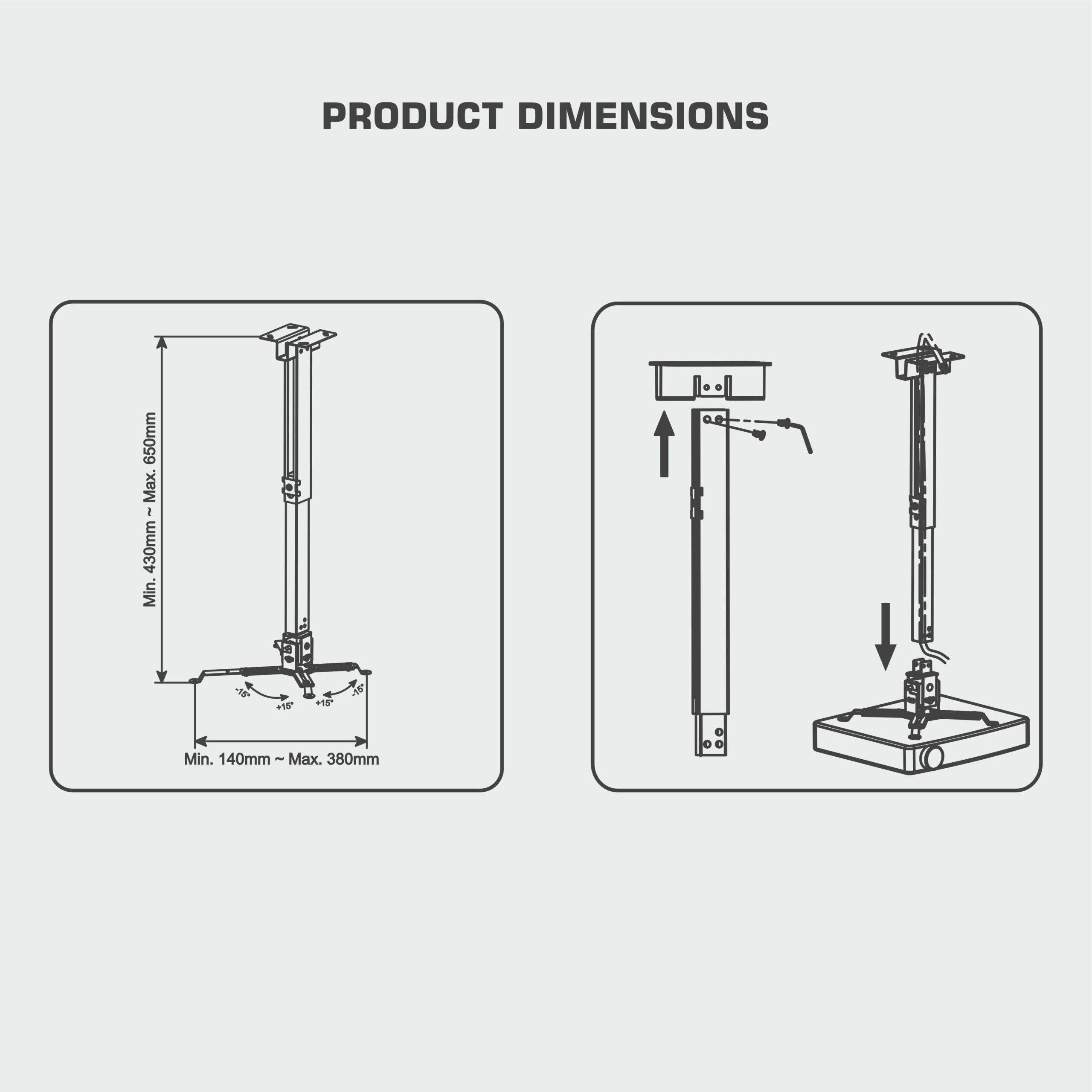 Ravtron Universal Ceiling & Wall Projector Mount (R-ST4365-AD)