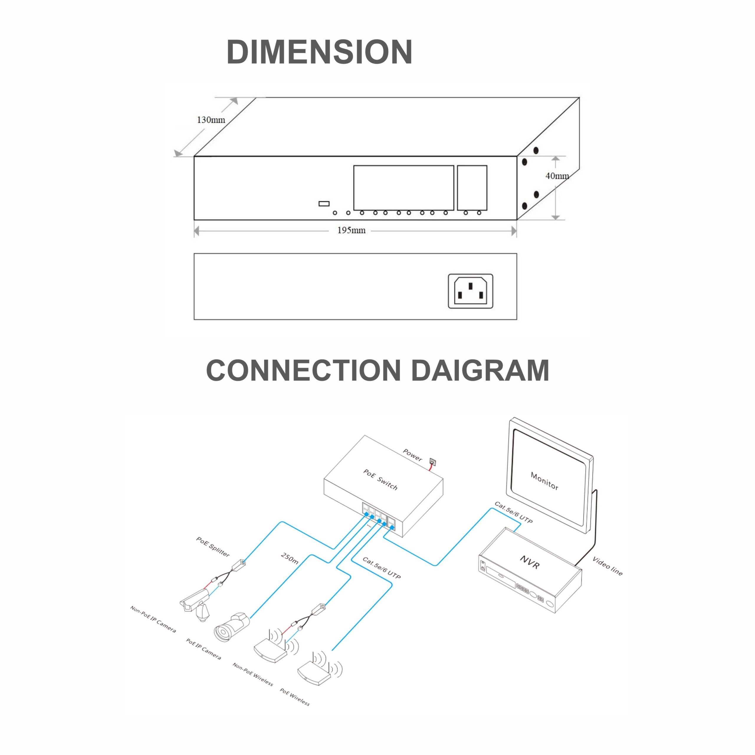 Ravtron 8-Port + 2 Uplink 10/100M PoE Switch
