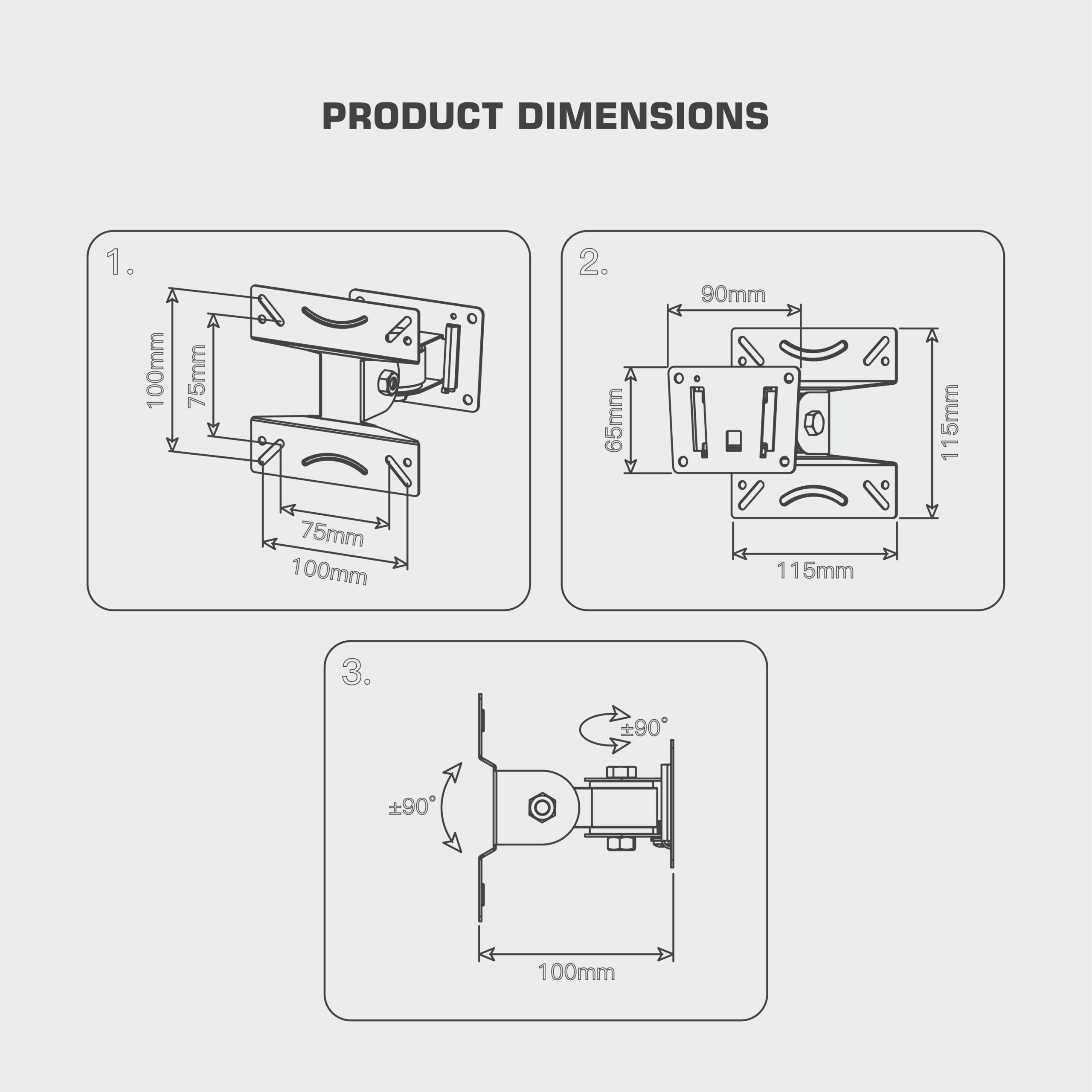 Ravtron Monitor Tilt Wall Mount 14″ – 29″ (R-MT1429-T90)