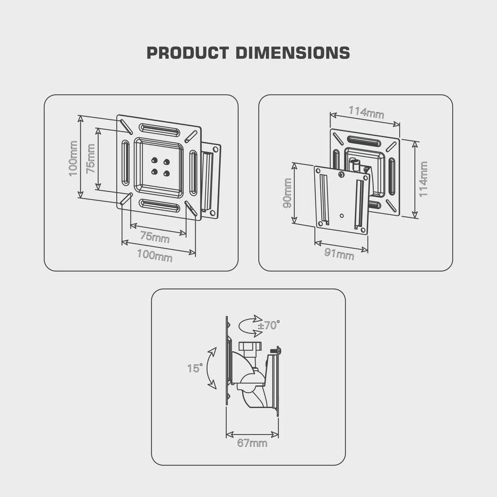 Ravtron Monitor Tilt Wall Mount 14″ – 29″ (R-MT1429-S180)