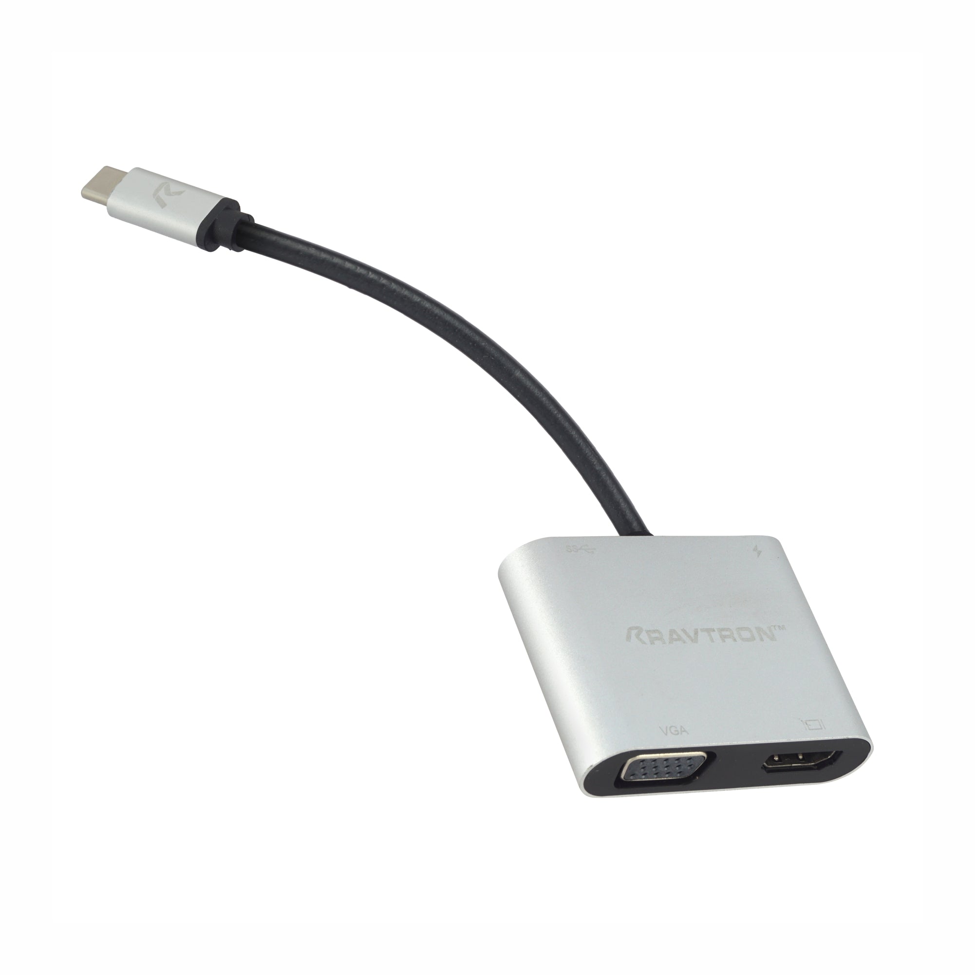 Ravtron Type C to HDMI F + VGA + USB & Type C PD Metal