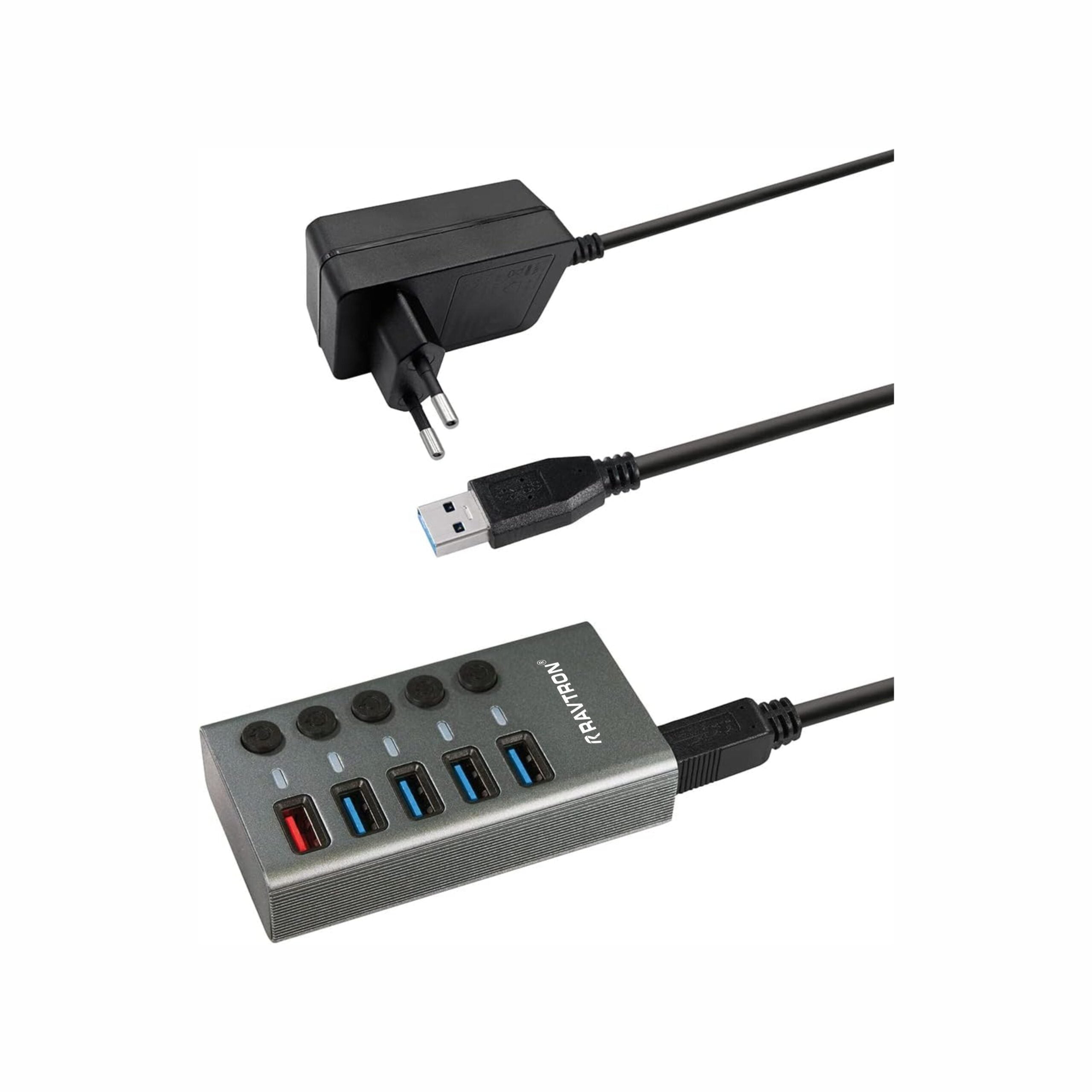 Ravtron USB 3.0 to 5 Port USB 3.0 Hub with Power