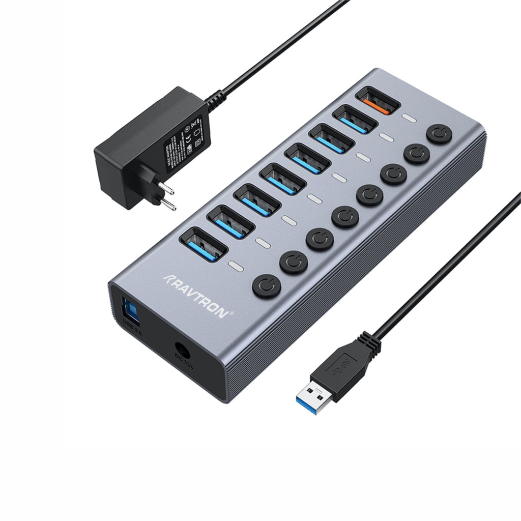 Ravtron USB 3.0 to 8 Port USB 3.0 Hub with Power