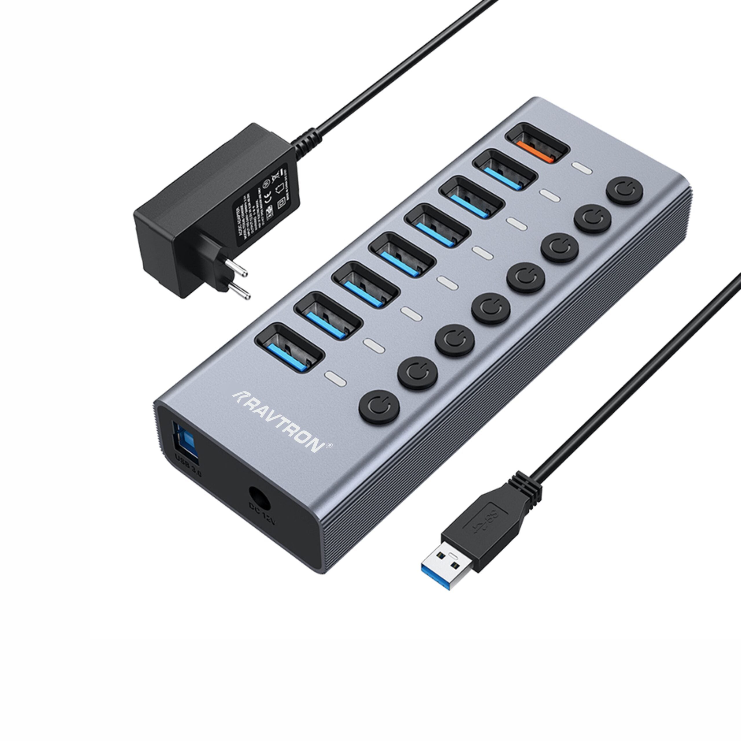 Ravtron USB 3.0 to 8 Port USB 3.0 Hub with Power