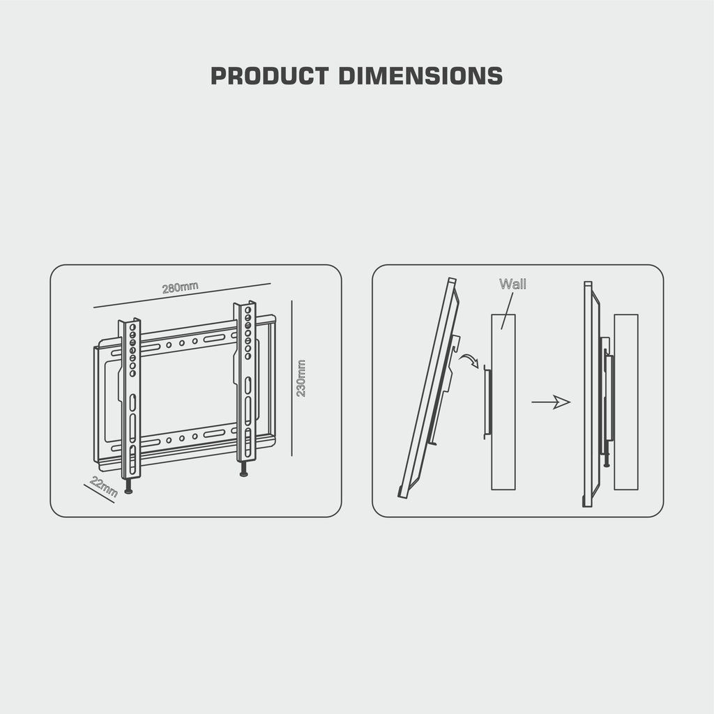 Ravtron Flat Panel Fixed TV Wall Mount 19″ – 42″ (R-MT1942)