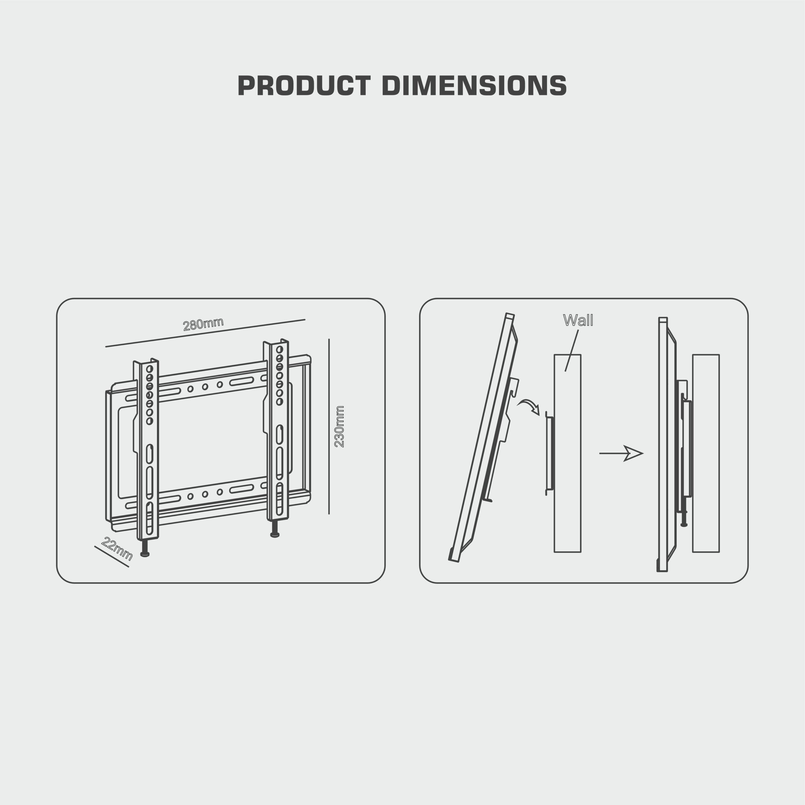 Ravtron Flat Panel Fixed TV Wall Mount 26″ – 60″ (R-MT2660)