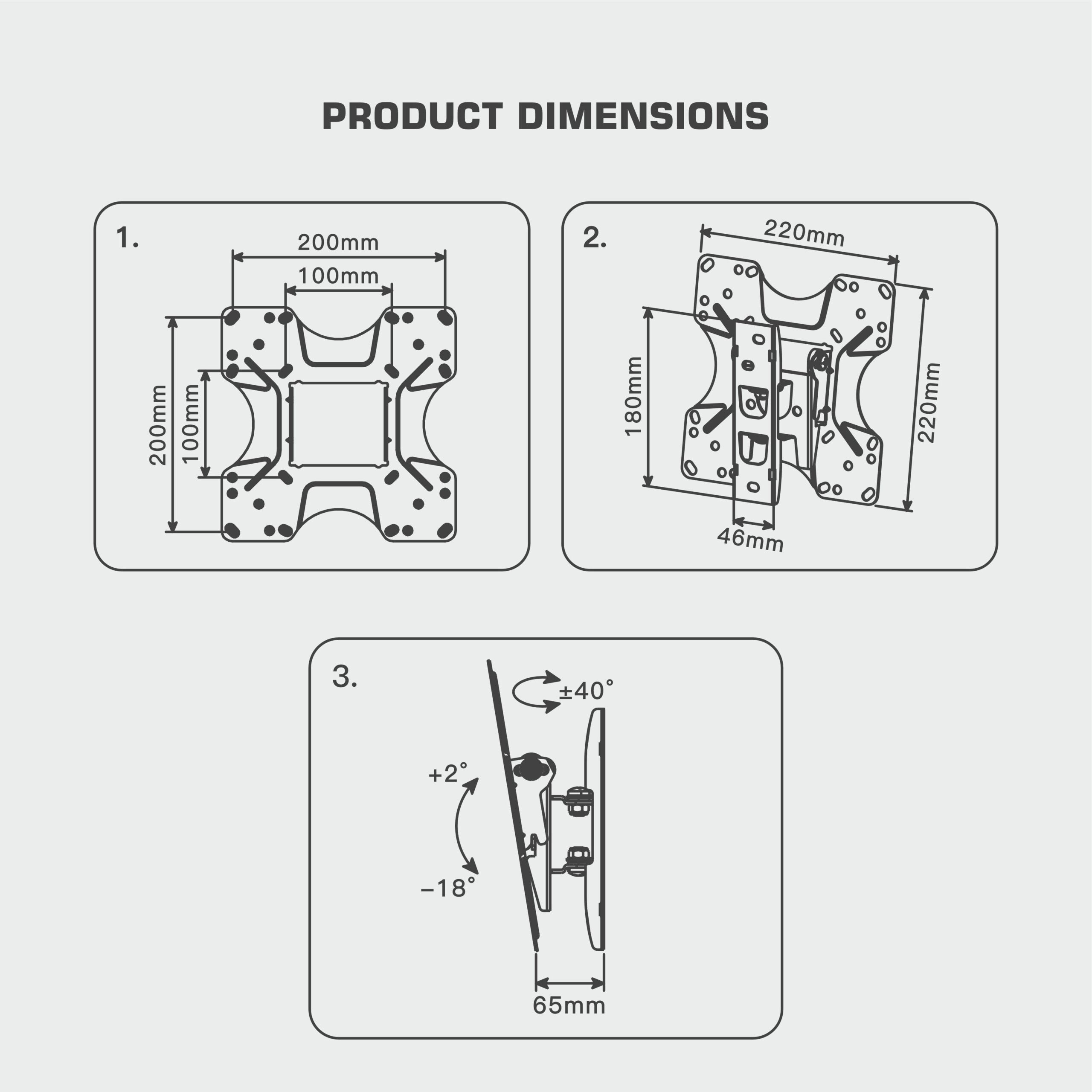 Ravtron Flat Panel full motion TV Wall Mount 19″ – 43″ (R-MT1943)