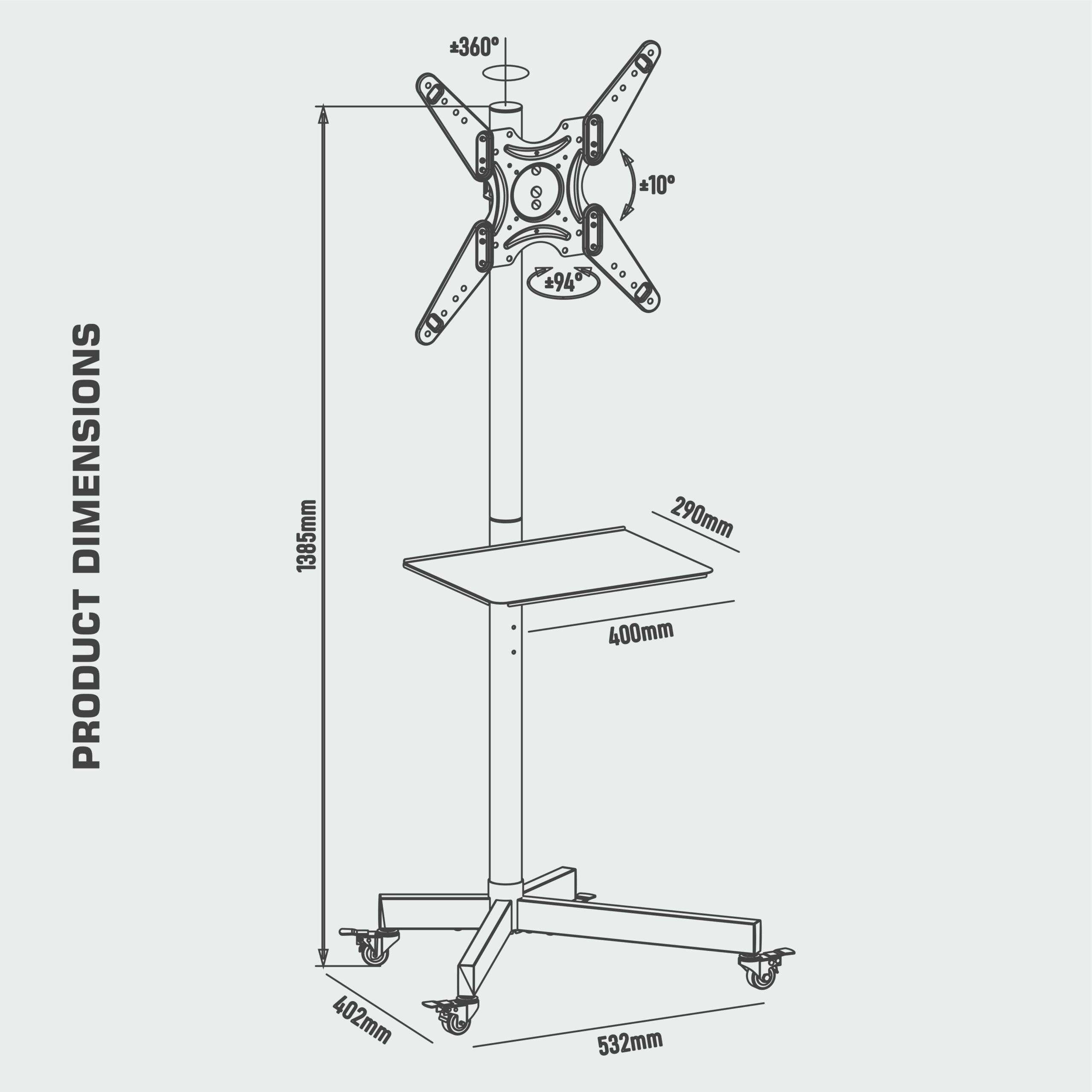Ravtron Movable TV Cart 26″ – 60″ (R-ST2660R)